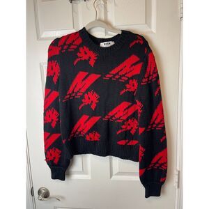 MSGM Milano Knit Logo Sweater – Red/Black – Size L